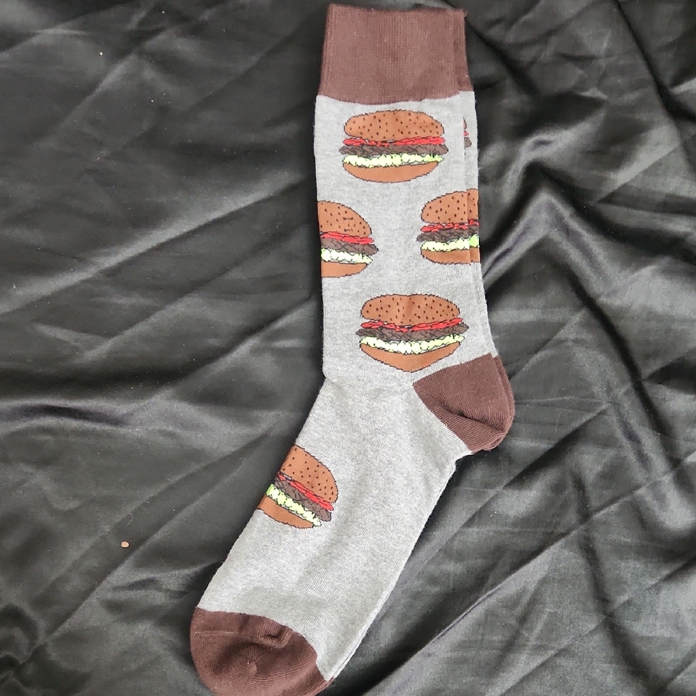 Brown and Gray Hamburger Patterned Men's Socks